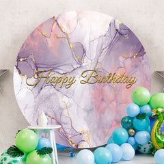 Aperturee - Purple Marble Texture Round Birthday Backdrop