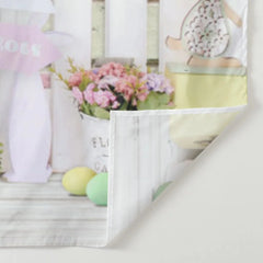 Aperturee - Rabbit Colorful Brick White Fence Easter Backdrop