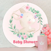 Aperturee - Rabbit Flower Pink Circle Baby Shower Backdrop