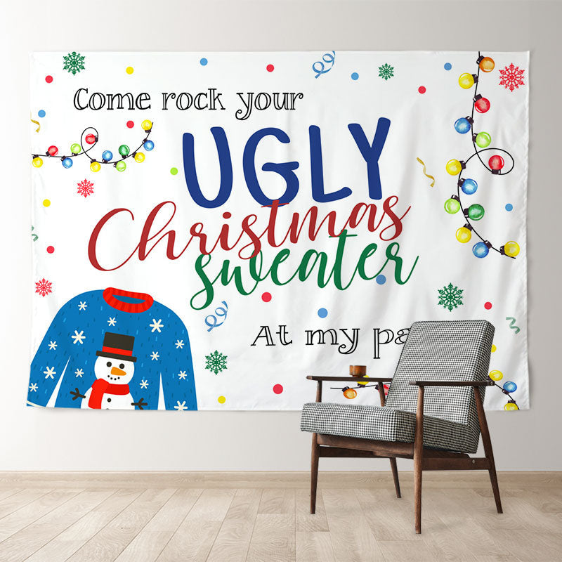 Aperturee - Rock Your Ugly Christmas Sweater Holiday Backdrop