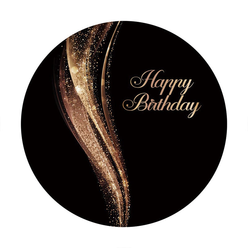 Aperturee - Rose Gold Glitter Round Black Birthday Backdrop
