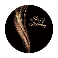 Aperturee - Rose Gold Glitter Round Black Birthday Backdrop