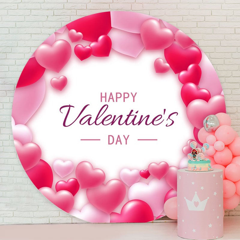 Aperturee - Rose Pink Love Pattern Round Valentines Backdrop