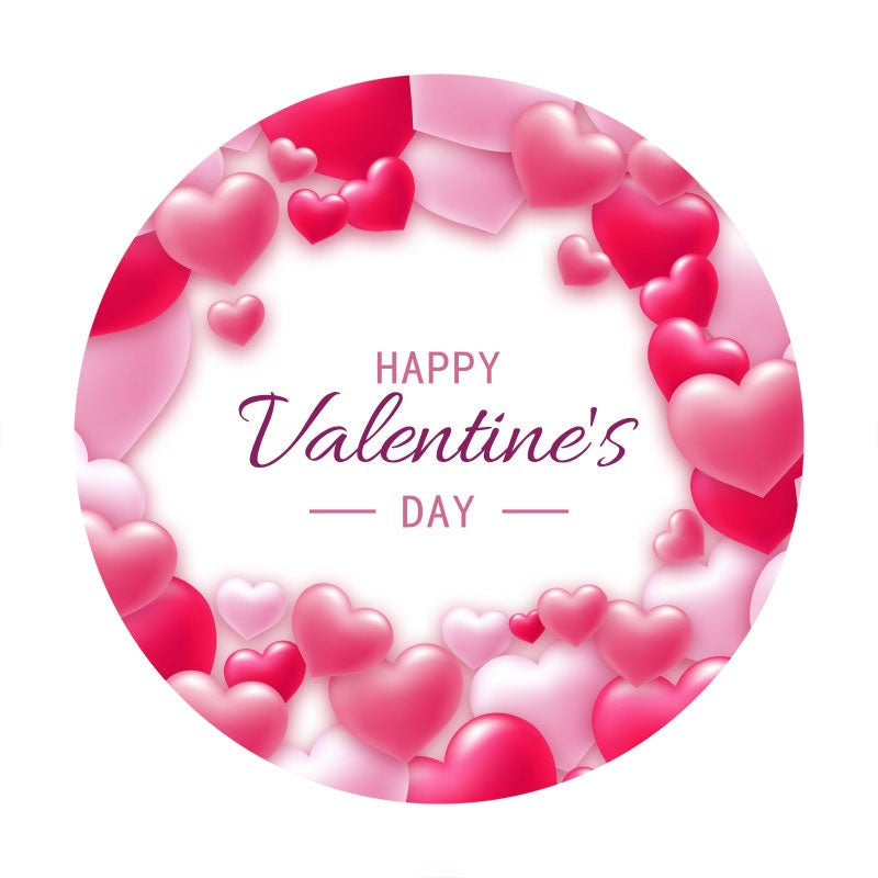 Aperturee - Rose Pink Love Pattern Round Valentines Backdrop