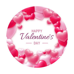 Aperturee - Rose Pink Love Pattern Round Valentines Backdrop