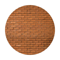 Aperturee - Round Brown Brick Wall Happy Birthday Backdrop
