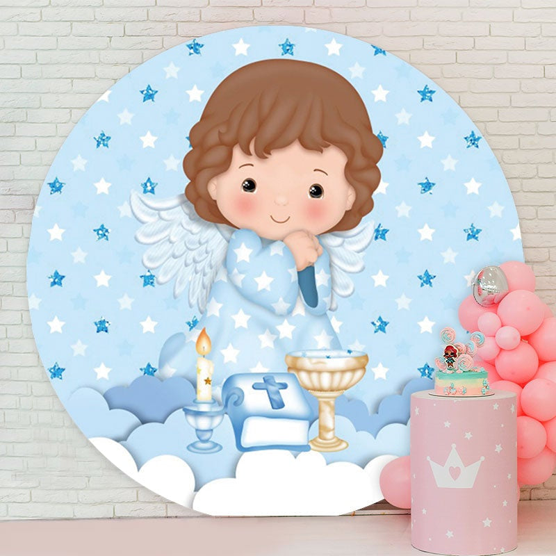 Aperturee - Round Five-Pointed Star Baby Shower Backdrop