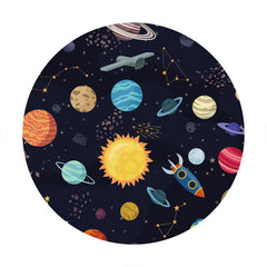 Aperturee - Round Planetary Rocket Happy Birthday Backdrop