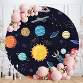 Aperturee - Round Planetary Rocket Happy Birthday Backdrop