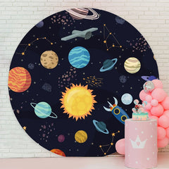 Aperturee - Round Planetary Rocket Happy Birthday Backdrop