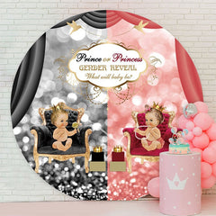 Aperturee - Round Prince Princess Gender Reveal Baby Shower Backdrop