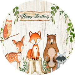 Aperturee - Round Safari Wooden Themed Happy Birthday Backdrop