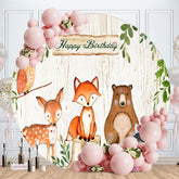 Aperturee - Round Safari Wooden Themed Happy Birthday Backdrop