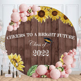 Aperturee - Round Sunflowers Brown Wood 2022 Grad Backdrop