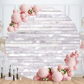 Aperturee - Round White Stripe Wood Happy Birthday Backdrop