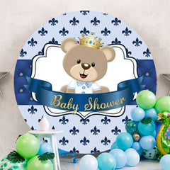 Aperturee - Royal Blue Teddy Bear Round Baby Shower Backdrop