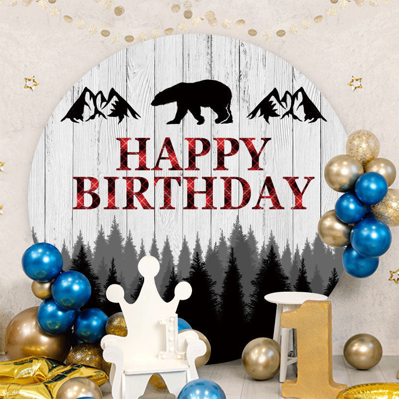 Aperturee - Safari Forests Round Bear Birthday Backdrops