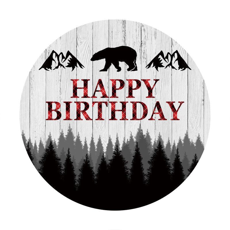 Aperturee - Safari Forests Round Bear Birthday Backdrops
