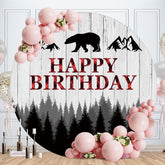 Aperturee - Safari Forests Round Bear Birthday Backdrops