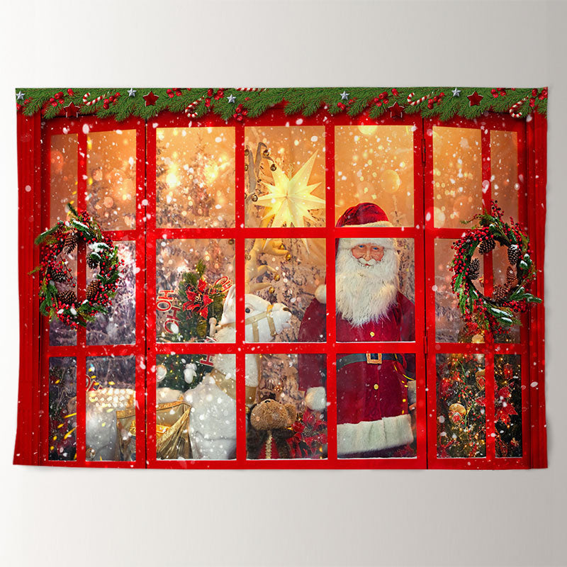 Aperturee - Santa Claus Outdoor Window Merry Christmas Backdrop