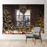 Aperturee - Shiny Light Christmas Tree Wreath Holiday Backdrop