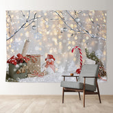 Aperturee - Silver Bauble Snowflake Lightin Christmas Backdrop