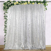 Aperturee - Silver Shimmer Sequin Wall Backdrop Curtain For Photo
