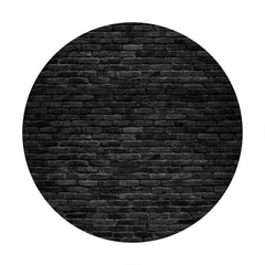 Aperturee - Simple Black Brick Round Happy Birthday Backdrop