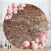 Aperturee - Simple Brown Brick Round Birthday Party Backdrop