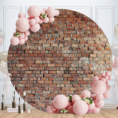 Aperturee - Simple Brown Brick Round Birthday Party Backdrop