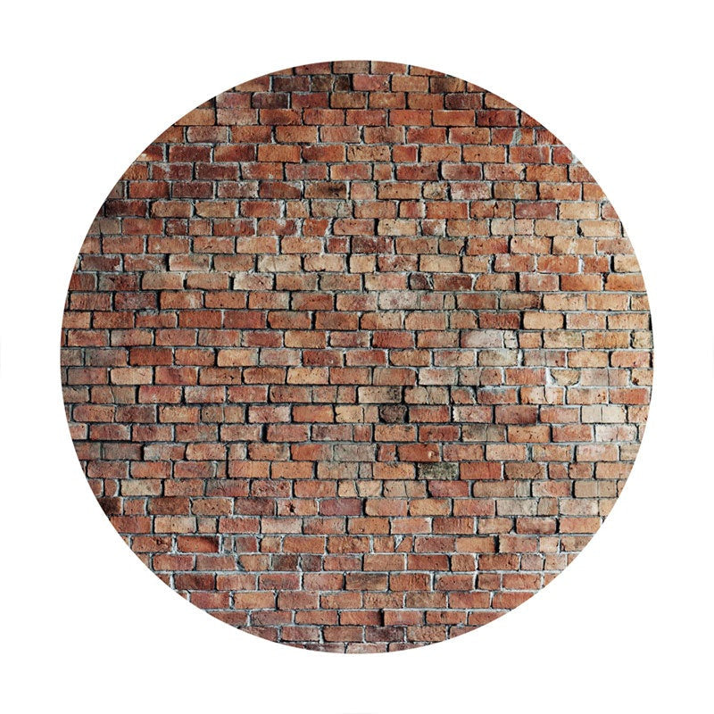 Aperturee - Simple Brown Brick Round Birthday Party Backdrop