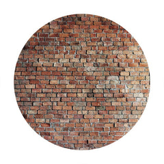 Aperturee - Simple Brown Brick Round Birthday Party Backdrop