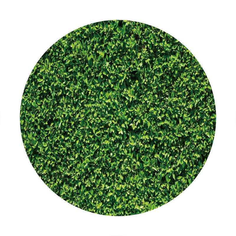 Aperturee - Simple Green Leave Round Happy Birthday Backdrop