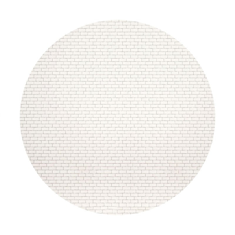 Aperturee - Simple White Brick Round Happy Birthday Backdrop