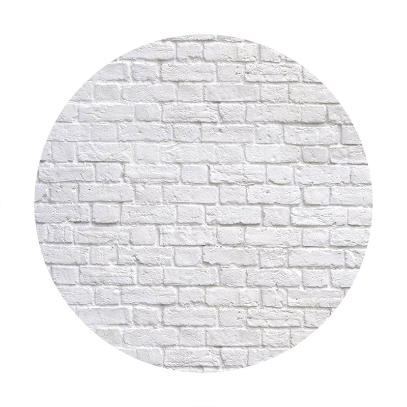 Aperturee - Simple White Bricks Round Birthday Backdrops