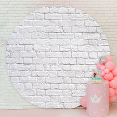 Aperturee - Simple White Bricks Round Birthday Backdrops