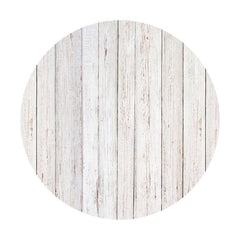 Aperturee - Simple White Wooden Round Birthday Backdrop