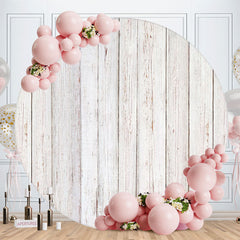 Aperturee - Simple White Wooden Round Birthday Backdrop