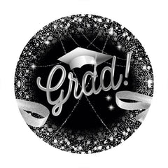 Aperturee - Sliver Black Glitter Round Graduation Backdrop