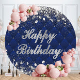 Aperturee - Sliver Diamonds Round Blue Birthday Backdrop