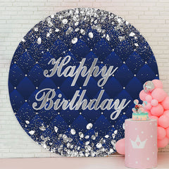 Aperturee - Sliver Diamonds Round Blue Birthday Backdrop