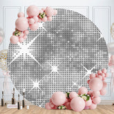 Aperturee - Sliver Glitter Bokeh Round Birthday Backdrop