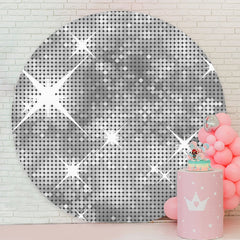 Aperturee - Sliver Glitter Bokeh Round Birthday Backdrop