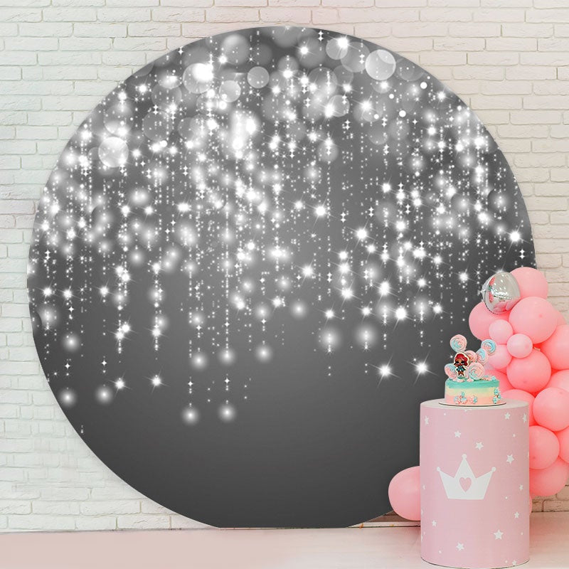 Aperturee - Sliver Glitter Bokeh Round Birthday Party Backdrop
