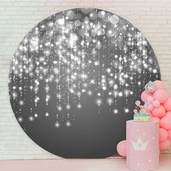 Aperturee - Sliver Glitter Bokeh Round Birthday Party Backdrop