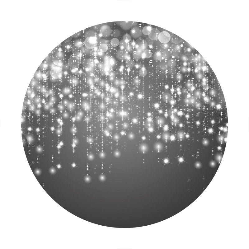 Aperturee - Sliver Glitter Bokeh Round Birthday Party Backdrop
