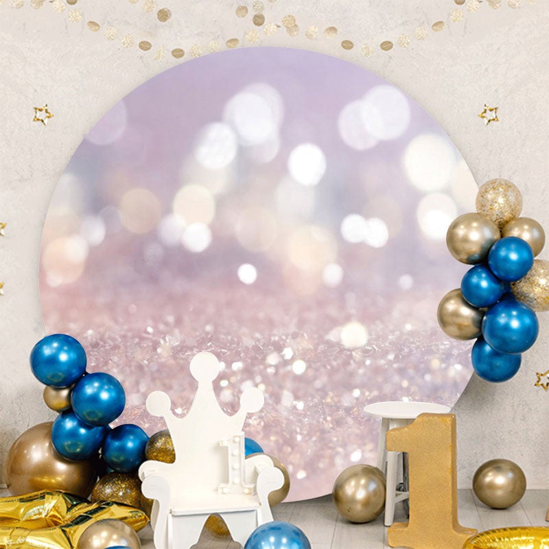 Aperturee - Sliver Glitter Bokeh Round Happy Birthday Backdrop