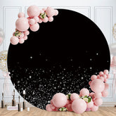 Aperturee - Sliver Glitter Round Black Birthday Backdrop