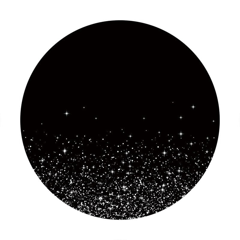 Aperturee - Sliver Glitter Round Black Birthday Backdrop