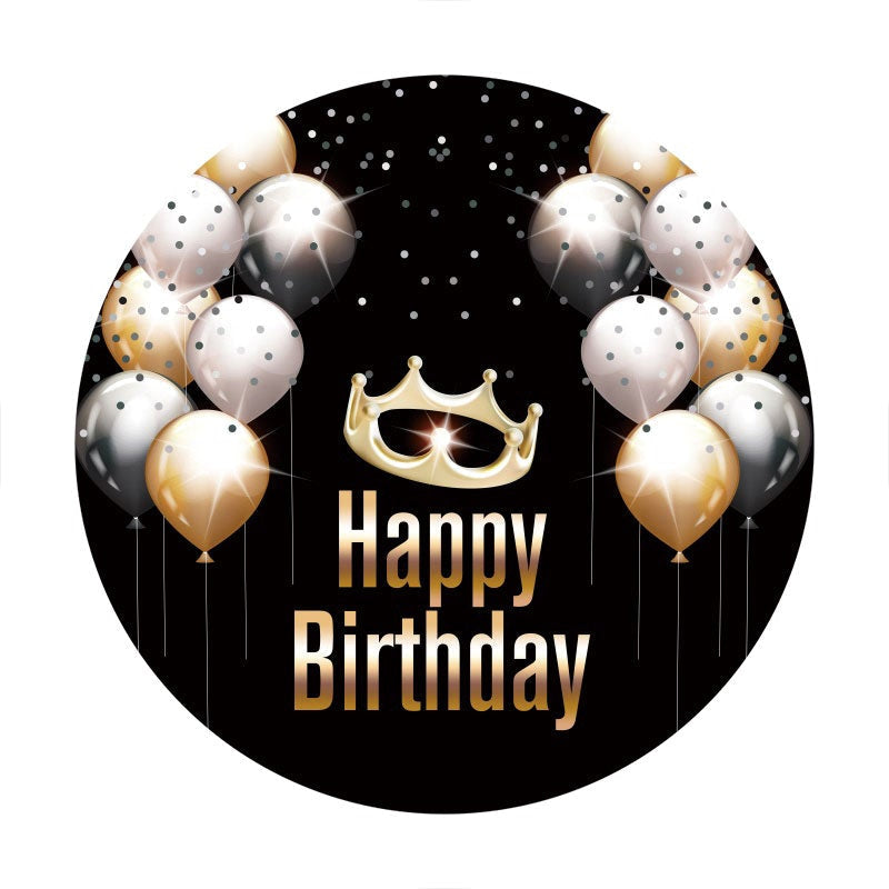 Aperturee - Sliver Gold Ballons Round Boheh Birthday Backdrop